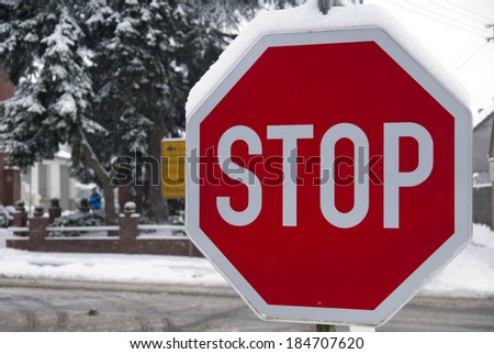 Stop sign in the winter