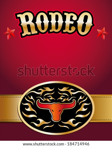 Rodeo poster - Bull skull belt buckle - Copy Space