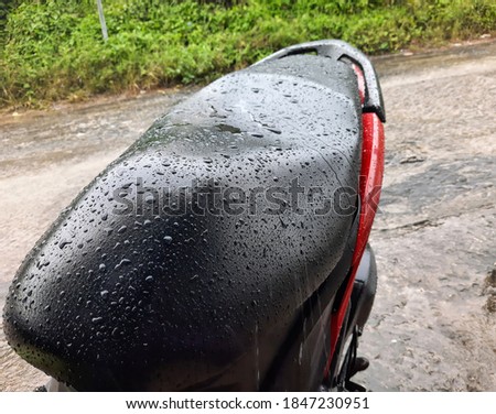 Heavy rain whose water soaked the motorcycle seats