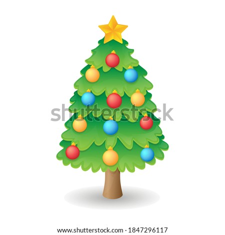 Christmas Tree Icon. Vector Emoji Holidays, Illustration Art Clip Art.