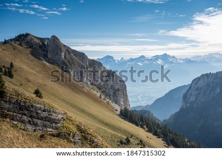 peak of Alamont at Lac du Taney in Chablais Royalty-Free Stock Photo #1847315302