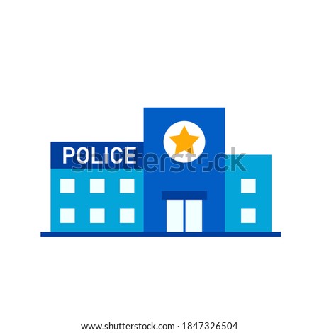 Police station flat icon. Clipart image isolated on white background.