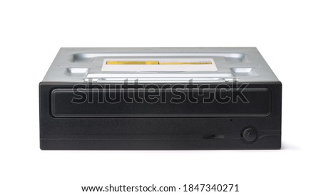 Front view of DVD-RW SATA Internal optical drive isolated on white Royalty-Free Stock Photo #1847340271