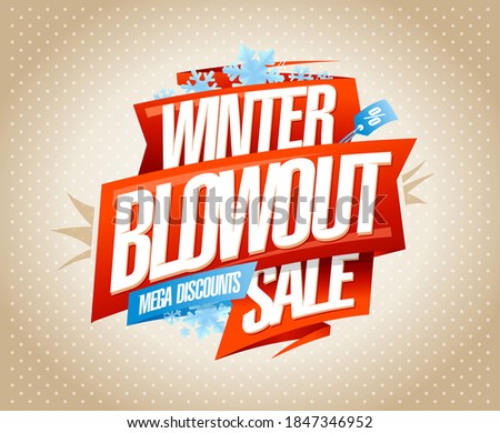 Winter blowout sale, mega discounts - vector banner design mockup Royalty-Free Stock Photo #1847346952