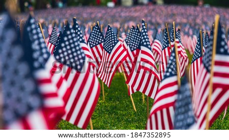 Sea of American Flags planted in Boston field