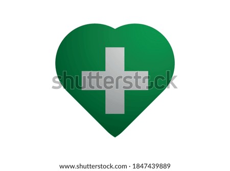Green heart with white pharmacy cross.