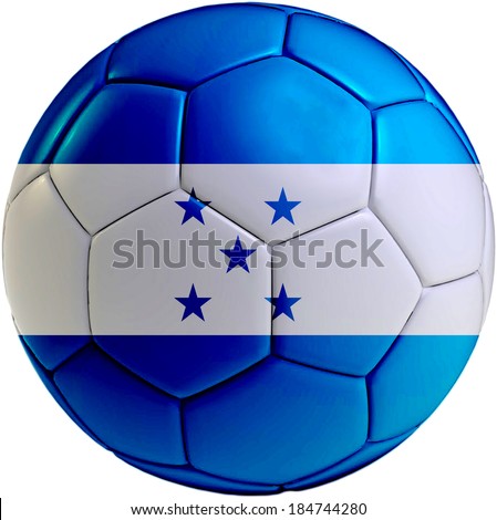 Football ball with Honduras flag isolated on white background 
