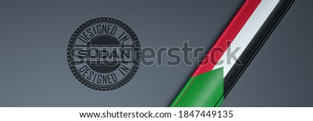 Designed in Sudan stamp & Sudanese flag.