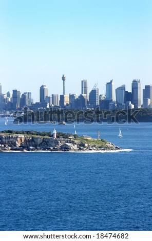 The Sydney skyline, as seen from the coast