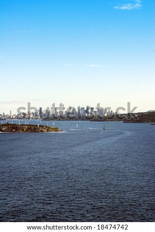 The Sydney skyline, as seen from the coast