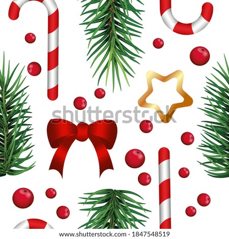 Seamless pattern with Christmas decorations. Endless texture for 
 announcements, greeting cards, postcards, posters.