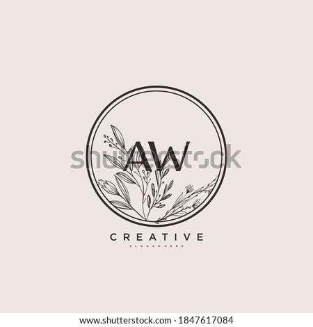 AW Beauty vector initial logo art, handwriting logo of initial signature, wedding, fashion, jewerly, boutique, floral and botanical with creative template for any company or business.
