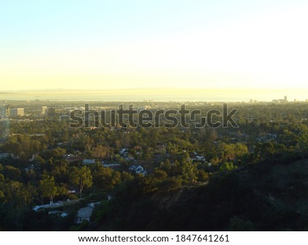 A sunset scenic view of Los Angeles California USA
