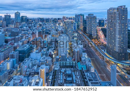 Tokyo cityscape skyline in Tokyo, Japan at night.