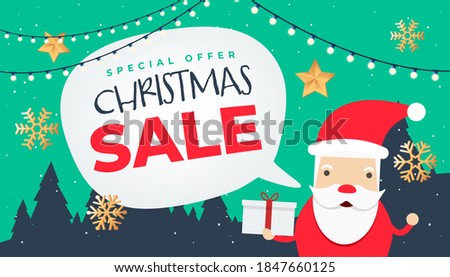 Special offer Christmas Sale banner with Santa Claus.