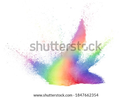 Freeze motion of colorful color powder exploding