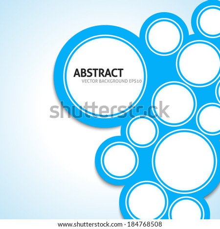 Simple abstract blue background with circles and rings. Vector illustration