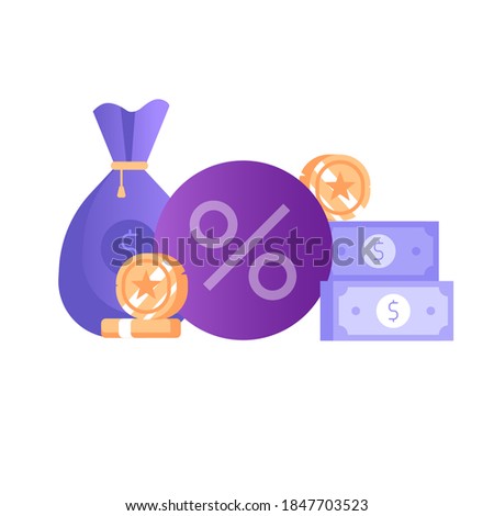 Banking deposit icon in flat design. Money saving finance illustration banknotes and coins.