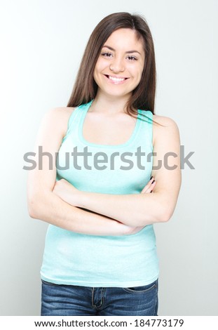 Young casual style woman portrait isolated over white background