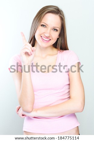 Young casual woman style isolated over white background. 