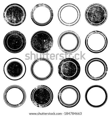 Grunge stamp mockups set of distressed overlay circle mark texture for your design. EPS10 vector.
