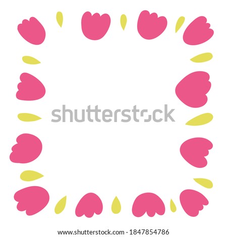Hand drawn colorful Pink Flowers border frame for your concept logo design or social media banner.