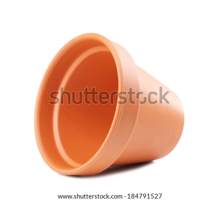 Clay flower pot, isolated on white 