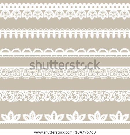 Set of horizontal lace borders Royalty-Free Stock Photo #184795763