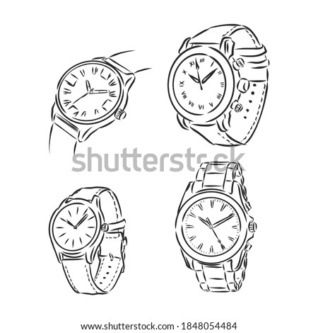Men's mechanical watch isolated on white background. Vector doodle illustration wrist watch vector sketch illustration