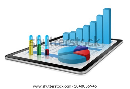 Business growth chart on digital tablet