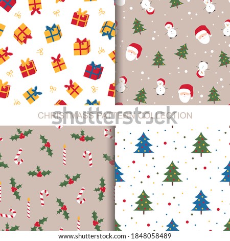 Merry Christmas and Happy New Year seamless pattern collection.