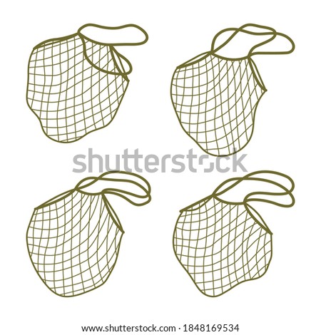 Vector illustration of isolated reusable grocery shopping bags. Ecology care