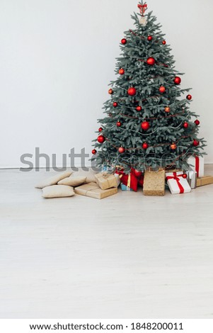 Holiday Christmas tree with gifts new year scenery room winter