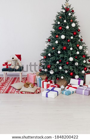 Christmas tree with gifts New year scenery room winter