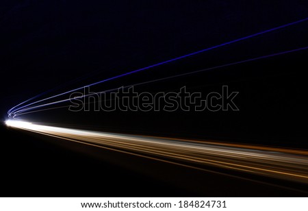 Car light trails in the tunnel. Long exposure photo taken in a tunnel below Veliko Tarnovo