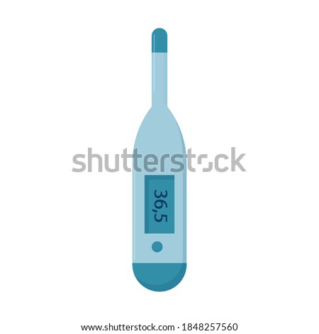 Medical electronic thermometer isolated on white background. Measuring equipment, healthcare concept. Clipart ib flat style.