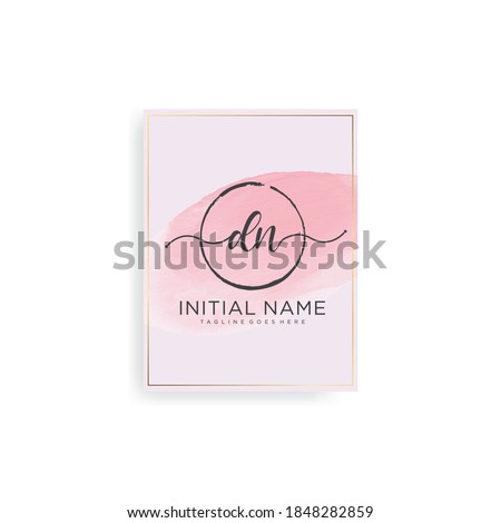 DN Signature style monogram.Calligraphic lettering icon and handwriting vector art.	
