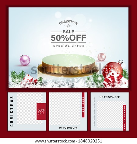 Christmas social media promote,promotion post templates.post square frame for social media set. Royalty-Free Stock Photo #1848320251