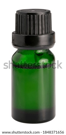 Bottle of essential oil isolated on white, Green Essential oil bottle isolated on white background With clipping path