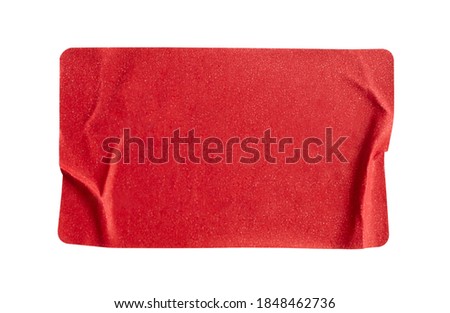 Red paper sticker label isolated on white background