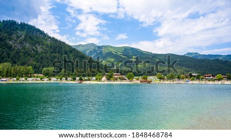 lake in the mountains Achensee austria, Lake Achen is a lake north of Jenbach in Tyrol Royalty-Free Stock Photo #1848468784