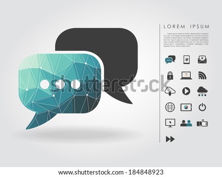 polygon bubble talk with communication icon vector
