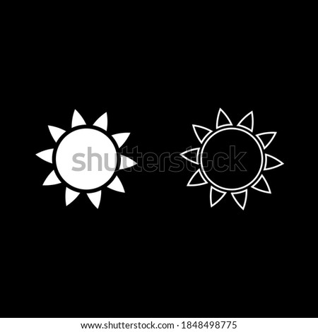 Round sun color white flat style