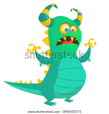 Funny cartoon monster design. Dragon illustration