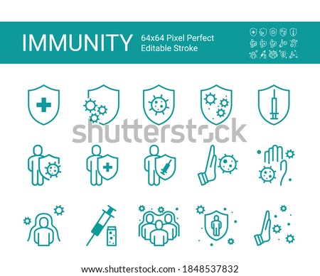Protection immunity icon set. 64x64 Pixel Perfect. Editable Stroke. Royalty-Free Stock Photo #1848537832