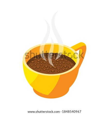 Hygge lifestyle isometric composition with icon of cup with hot chocolate with vapor trails vector illustration
