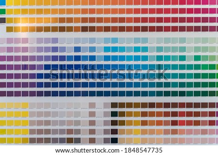 Color palette of the Fashion, Home and Interiors colors for test print on cotton. With number, named color swatches, chart conform to RGB, HTML and HEX description. Designers concept.