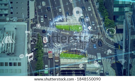Transportation and technology concept. ITS (Intelligent Transport Systems). Mobility as a service. Royalty-Free Stock Photo #1848550090