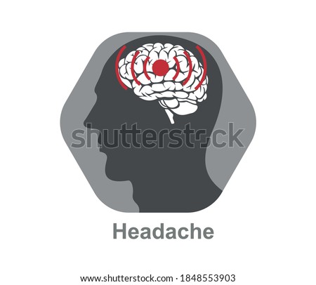 Headache, Silhouette icon. Abstract vector illustration of a concept of a headache