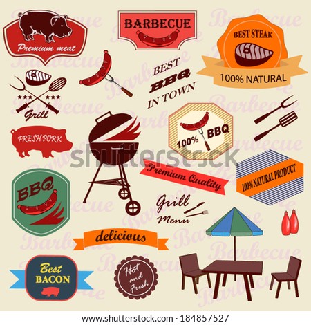 Set of barbecue labels,icons